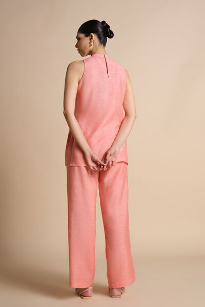 Daylily Handcrafted Bandhani Linen Co-ord - Blush